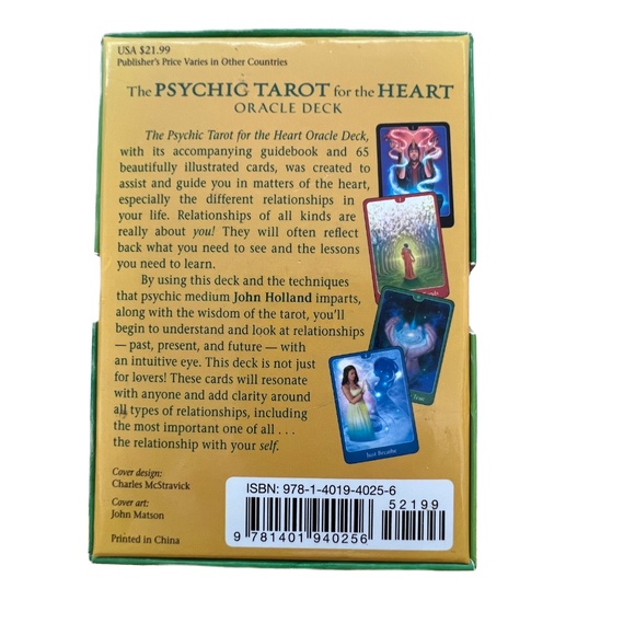 The Psychic Tarot For The Heart 65 Card Oracle Deck & Guidebook John Holland - Picture 2 of 8